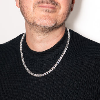Sterling Silver Curb Beveled 55cm Chain