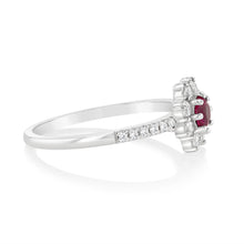Load image into Gallery viewer, Sterling Silver White And Red Zirconia Flower Ring