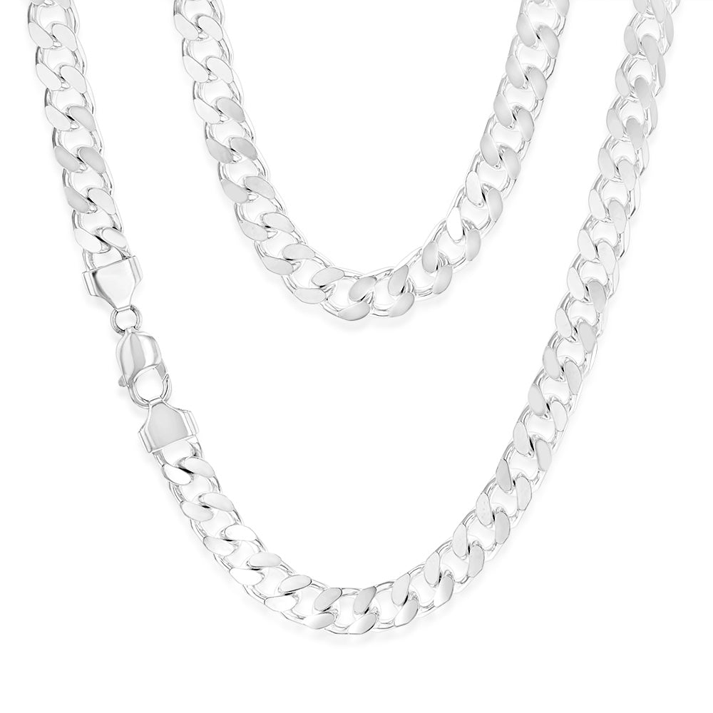Sterling Silver Beveled Curb 300 Gauge 55cm Chain