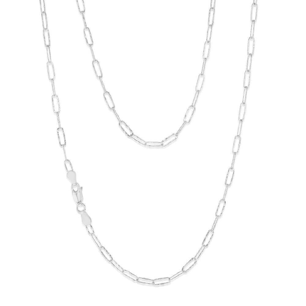 Sterling Silver Textured Paperclip 60 Gauge 50cm Chain