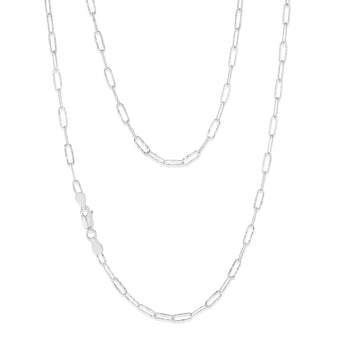Sterling Silver Textured Paperclip 60 Gauge 50cm Chain