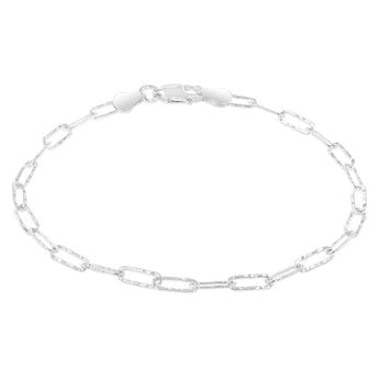 Sterling Silver Textured Paperclip 60 Gauge 19cm Chain