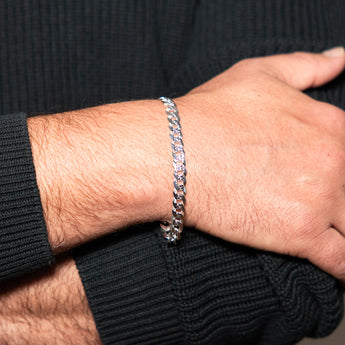 Sterling Silver Beveled Fancy Curb 160 Gauge 19cm Bracelet