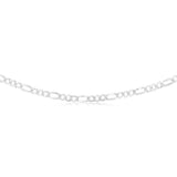 Sterling Silver Beveled Fancy 1:3 Figaro 140 Gauge 50cm Chain