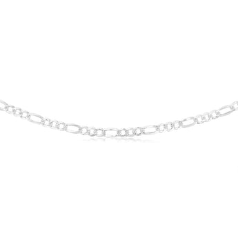 Sterling Silver Beveled Fancy 1:3 Figaro 140 Gauge 50cm Chain