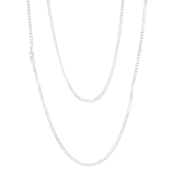 Sterling Silver Beveled 60 Gauge Curb 55cm Chain