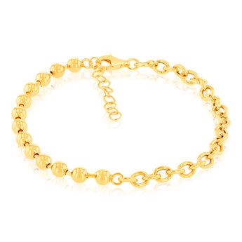 Sterling Silver Gold Plated 17+3cm Ball Bracelet