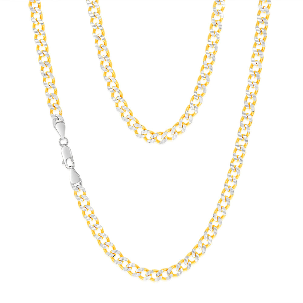 Sterling Silver Gold Plated Curb 150Gauge 50cm Chain