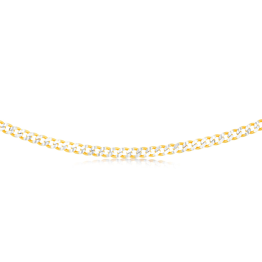 Sterling Silver Gold Plated Curb 150Gauge 50cm Chain