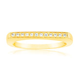 Sterling Silver Gold Plated Fancy Zirconia Channel Ring