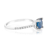 Sterling Silver Ink Blue Zirconia 4 Claw Ring