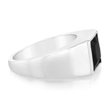 Sterling Silver Square Black Zirconia Gents Ring