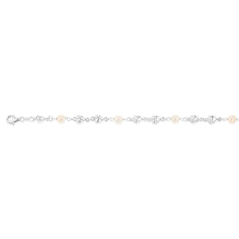 Sterling Silver Heart And Bead Charm 19cm Bracelet