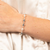 Sterling Silver Heart And Bead Charm 19cm Bracelet