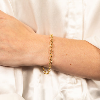 Sterling Silver Gold Plated Fancy Diamond Cut 19cm Bracelet