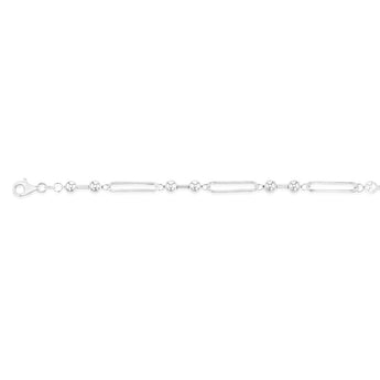 Sterling Silver Link And Ball 20cm Bracelet