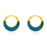 Sterling Silver Gold Plated Fancy Natural Turquoise Hoop Earrings