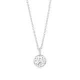Sterling Silver Round Zirconia Pendant On Chain