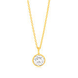 Sterling Silver Gold Plated Round Zirconia Pendant On Chain