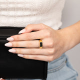 Sterling Silver Gold Plated Black Rectangle Zirconia Ring