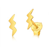 Sterling Silver Gold Plated Lightning Bolt Stud Earrings