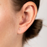 Sterling Silver Cubic Zirconia Triple Hexagon Stud Earrings