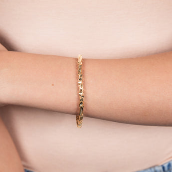 Sterling Silver Gold Plated Diamond Cut Square Snake 19cm Bracelet