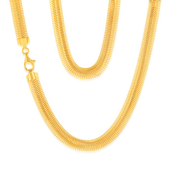 Sterling Silver Gold Plated Oval Snake 45cm Chain