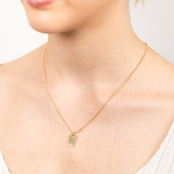 Sterling Silver Gold Plated Dog Tag Pendant On 48cm Chain
