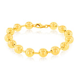 Sterling Silver Gold Plated Polished Ball 19cm Bracelet