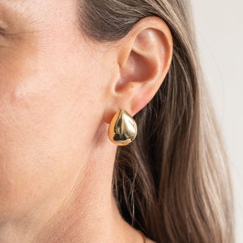 Sterling Silver Gold Plated Polished Tear Drop Stud Earrings