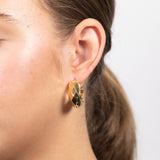 Sterling Silver Gold Plated Fancy Patterned Hoop Earrings