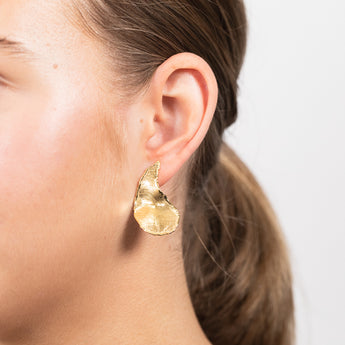 Sterling Silver Gold Plated Patterned Round Disc Hook Earrings