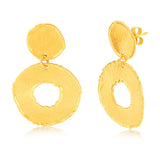 Sterling Silver Gold Plated Patterned Hoop Drop Earrings