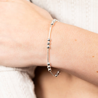 Sterling Silver Polished Silver Beads 19cm Bracelet
