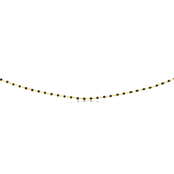 Sterling Silver Gold Plated Black Enamel Fancy 42+3cm Chain