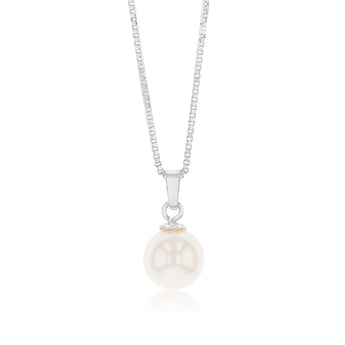 Sterling Silver Simulated Pearl Pendant On Chain