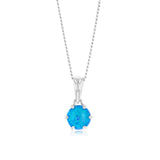 Sterling Silver Round Created Blue Opal Pendant