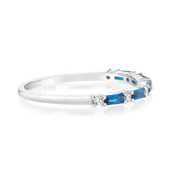 Sterling Silver Created Blue Sapphire Fancy Ring