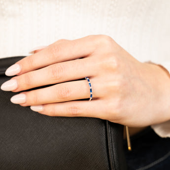 Sterling Silver Created Blue Sapphire Fancy Ring