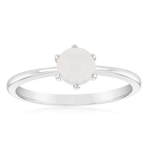 Sterling Silver White Created Opal Ring