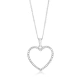Sterling Silver Zirconia Open Heart Pendant