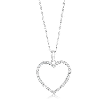 Sterling Silver Zirconia Open Heart Pendant