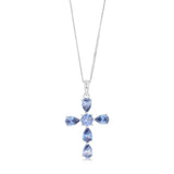 Sterling Silver Tanzanite Colour Zirconia Cross Pendant