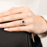 Sterling Silver White And Sapphire Blue Zirconia Fancy Ring