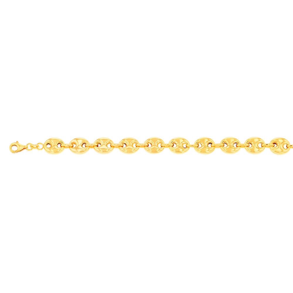 Sterling Silver Puff Gold Plated 17.5cm Bracelet