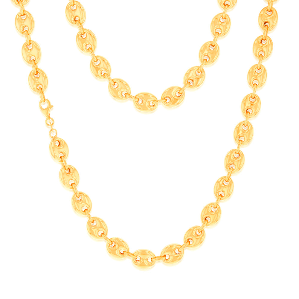 Sterling Silver Gold Plated Puff  45.5cm Chain