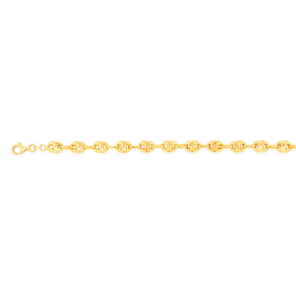 Sterling Silver Gold Plated Puff 17.5cm Bracelet