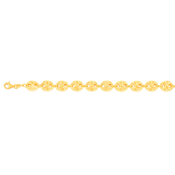 Sterling Silver Gold Plated Puff 17.5cm Bracelet