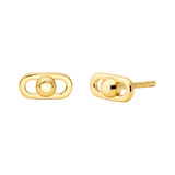Michael Kors Gold Plated Sterling Silver Astor Link Pave Stud Earrings